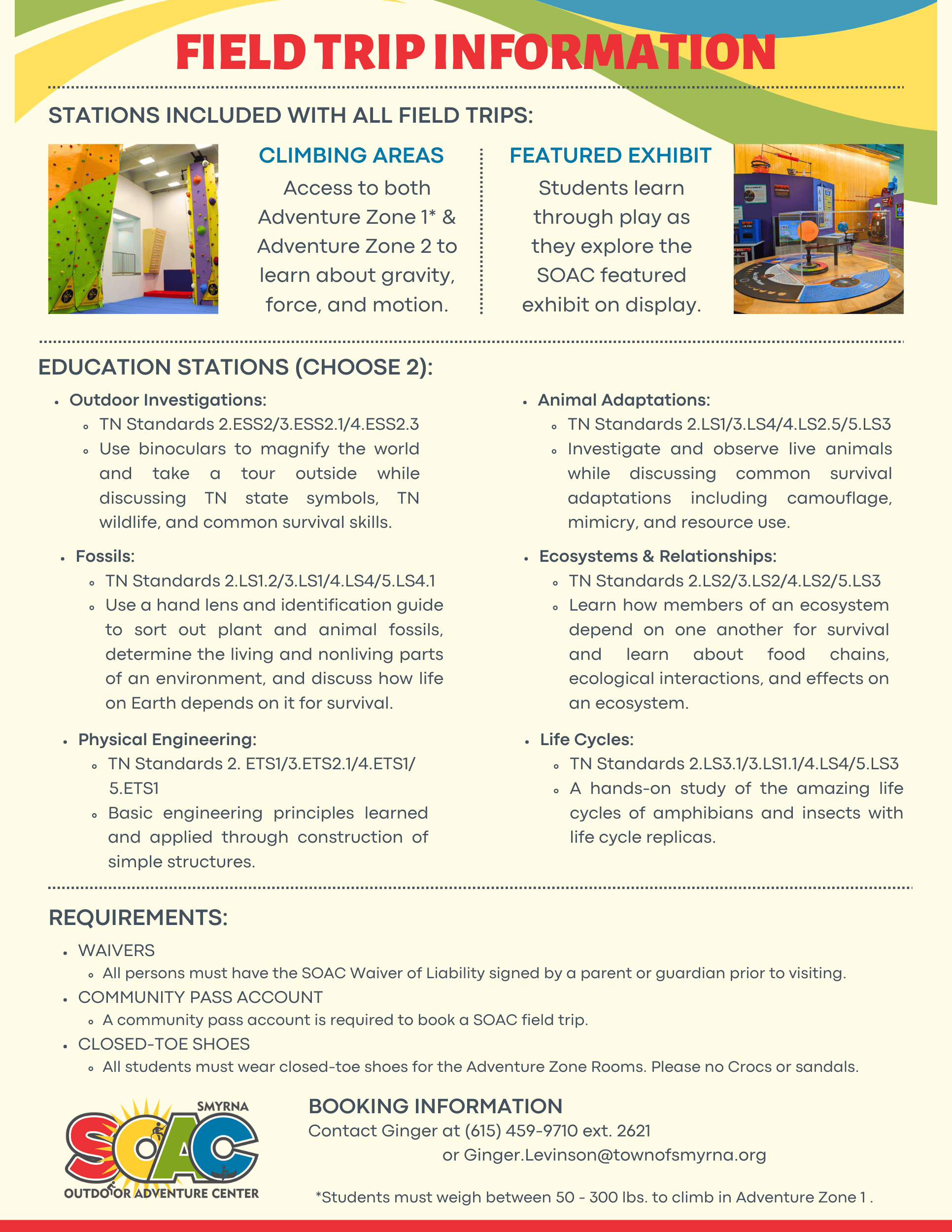 Smynra Outdoor Adventure Center Field Trip Info 2